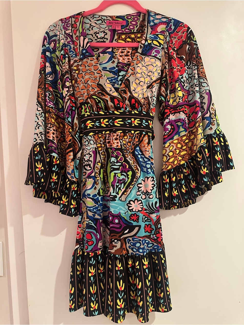 Betsey Johnson Vibrant Multicolor Floral & Animal Print Dress
